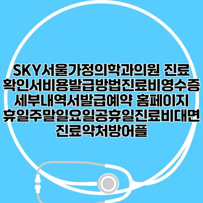 SKY서울가정의학과의원 진료확인서비용발급방법|진료비영수증세부내역서발급|예약 홈페이지 | 휴일주말일요일공휴일진료|비대면진료약처방어플