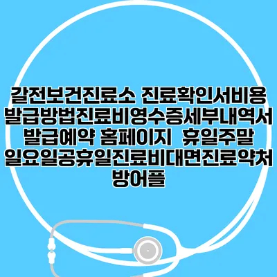 갈전보건진료소 진료확인서비용발급방법|진료비영수증세부내역서발급|예약 홈페이지 | 휴일주말일요일공휴일진료|비대면진료약처방어플