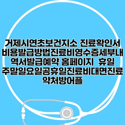 거제시연초보건지소 진료확인서비용발급방법|진료비영수증세부내역서발급|예약 홈페이지 | 휴일주말일요일공휴일진료|비대면진료약처방어플