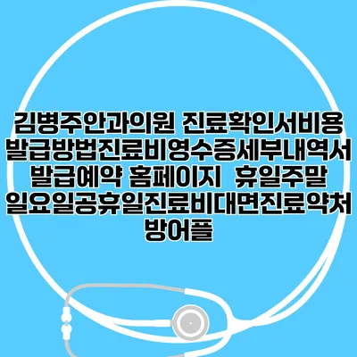 김병주안과의원 진료확인서비용발급방법|진료비영수증세부내역서발급|예약 홈페이지 | 휴일주말일요일공휴일진료|비대면진료약처방어플