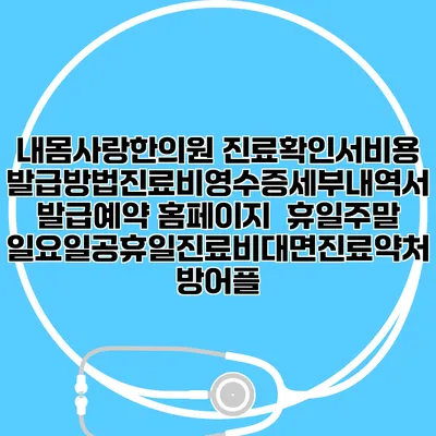 내몸사랑한의원 진료확인서비용발급방법|진료비영수증세부내역서발급|예약 홈페이지 | 휴일주말일요일공휴일진료|비대면진료약처방어플