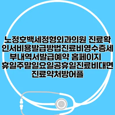 노정호백세정형외과의원 진료확인서비용발급방법|진료비영수증세부내역서발급|예약 홈페이지 | 휴일주말일요일공휴일진료|비대면진료약처방어플