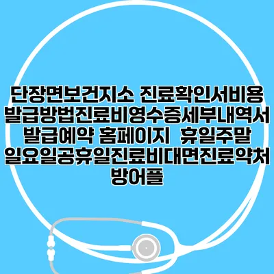 단장면보건지소 진료확인서비용발급방법|진료비영수증세부내역서발급|예약 홈페이지 | 휴일주말일요일공휴일진료|비대면진료약처방어플