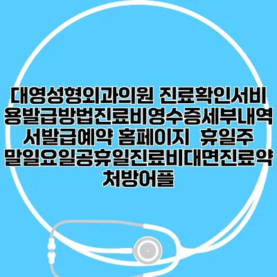 대영성형외과의원 진료확인서비용발급방법|진료비영수증세부내역서발급|예약 홈페이지 | 휴일주말일요일공휴일진료|비대면진료약처방어플