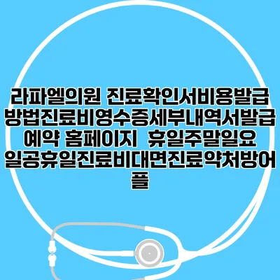 라파엘의원 진료확인서비용발급방법|진료비영수증세부내역서발급|예약 홈페이지 | 휴일주말일요일공휴일진료|비대면진료약처방어플
