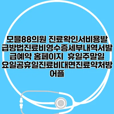 모믈88의원 진료확인서비용발급방법|진료비영수증세부내역서발급|예약 홈페이지 | 휴일주말일요일공휴일진료|비대면진료약처방어플