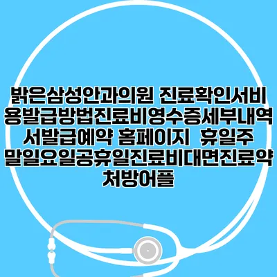 밝은삼성안과의원 진료확인서비용발급방법|진료비영수증세부내역서발급|예약 홈페이지 | 휴일주말일요일공휴일진료|비대면진료약처방어플