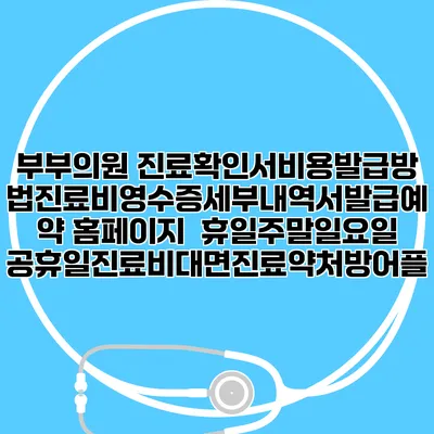 부부의원 진료확인서비용발급방법|진료비영수증세부내역서발급|예약 홈페이지 | 휴일주말일요일공휴일진료|비대면진료약처방어플