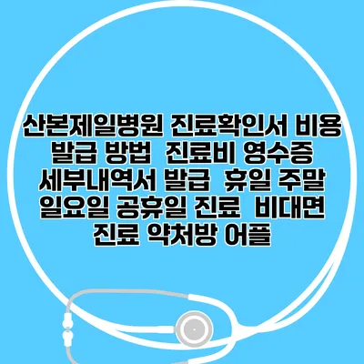 산본제일병원 진료확인서 비용 발급 방법 | 진료비 영수증 세부내역서 발급 | 휴일 주말 일요일 공휴일 진료 | 비대면 진료 약처방 어플