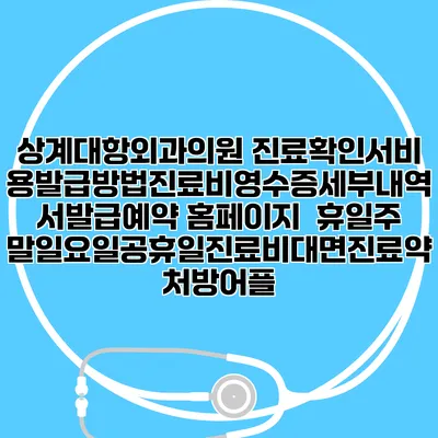 상계대항외과의원 진료확인서비용발급방법|진료비영수증세부내역서발급|예약 홈페이지 | 휴일주말일요일공휴일진료|비대면진료약처방어플