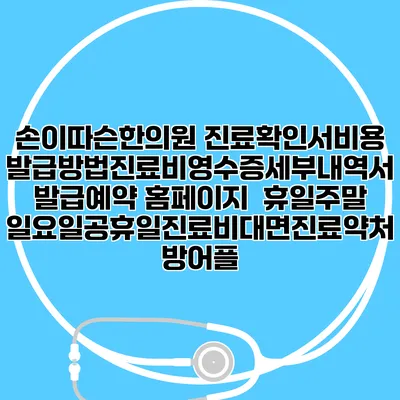손이따슨한의원 진료확인서비용발급방법|진료비영수증세부내역서발급|예약 홈페이지 | 휴일주말일요일공휴일진료|비대면진료약처방어플