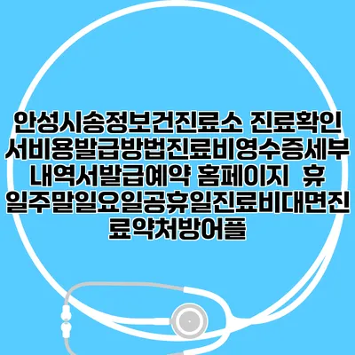 안성시송정보건진료소 진료확인서비용발급방법|진료비영수증세부내역서발급|예약 홈페이지 | 휴일주말일요일공휴일진료|비대면진료약처방어플