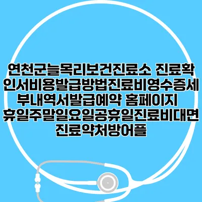 연천군늘목리보건진료소 진료확인서비용발급방법|진료비영수증세부내역서발급|예약 홈페이지 | 휴일주말일요일공휴일진료|비대면진료약처방어플