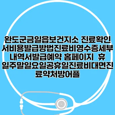 완도군금일읍보건지소 진료확인서비용발급방법|진료비영수증세부내역서발급|예약 홈페이지 | 휴일주말일요일공휴일진료|비대면진료약처방어플