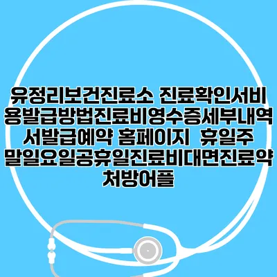 유정리보건진료소 진료확인서비용발급방법|진료비영수증세부내역서발급|예약 홈페이지 | 휴일주말일요일공휴일진료|비대면진료약처방어플