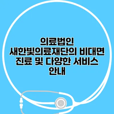 의료법인 새한빛의료재단의 비대면 진료 및 다양한 서비스 안내