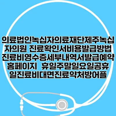 의료법인녹십자의료재단제주녹십자의원 진료확인서비용발급방법|진료비영수증세부내역서발급|예약 홈페이지 | 휴일주말일요일공휴일진료|비대면진료약처방어플