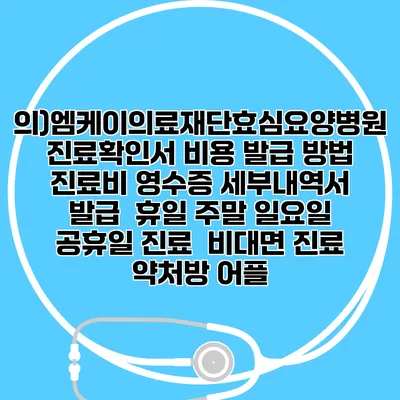 의)엠케이의료재단효심요양병원 진료확인서 비용 발급 방법 | 진료비 영수증 세부내역서 발급 | 휴일 주말 일요일 공휴일 진료 | 비대면 진료 약처방 어플