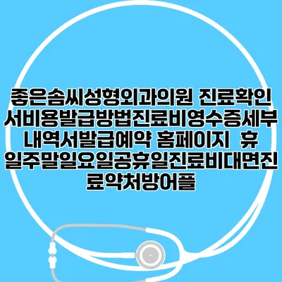 좋은솜씨성형외과의원 진료확인서비용발급방법|진료비영수증세부내역서발급|예약 홈페이지 | 휴일주말일요일공휴일진료|비대면진료약처방어플