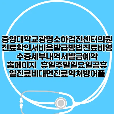 중앙대학교광명소하검진센터의원 진료확인서비용발급방법|진료비영수증세부내역서발급|예약 홈페이지 | 휴일주말일요일공휴일진료|비대면진료약처방어플