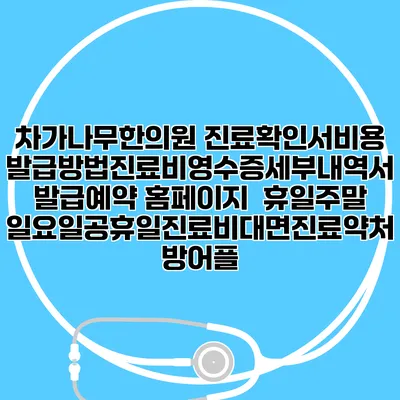 차가나무한의원 진료확인서비용발급방법|진료비영수증세부내역서발급|예약 홈페이지 | 휴일주말일요일공휴일진료|비대면진료약처방어플