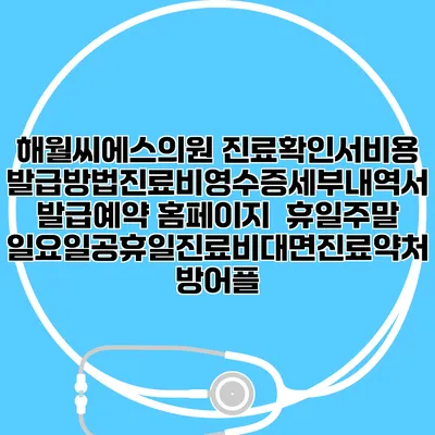 해월씨에스의원 진료확인서비용발급방법|진료비영수증세부내역서발급|예약 홈페이지 | 휴일주말일요일공휴일진료|비대면진료약처방어플