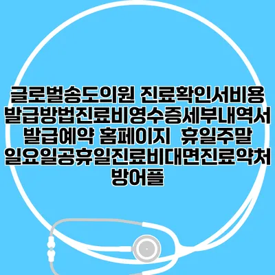 글로벌송도의원 진료확인서비용발급방법|진료비영수증세부내역서발급|예약 홈페이지 | 휴일주말일요일공휴일진료|비대면진료약처방어플