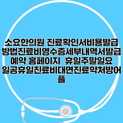 소요한의원 진료확인서비용발급방법|진료비영수증세부내역서발급|예약 홈페이지 | 휴일주말일요일공휴일진료|비대면진료약처방어플
