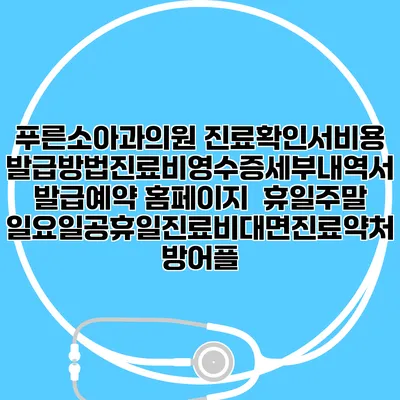 푸른소아과의원 진료확인서비용발급방법|진료비영수증세부내역서발급|예약 홈페이지 | 휴일주말일요일공휴일진료|비대면진료약처방어플